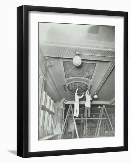 Students Painting a Design on the Ceiling, School of Building, Brixton, London, 1939-null-Framed Photographic Print