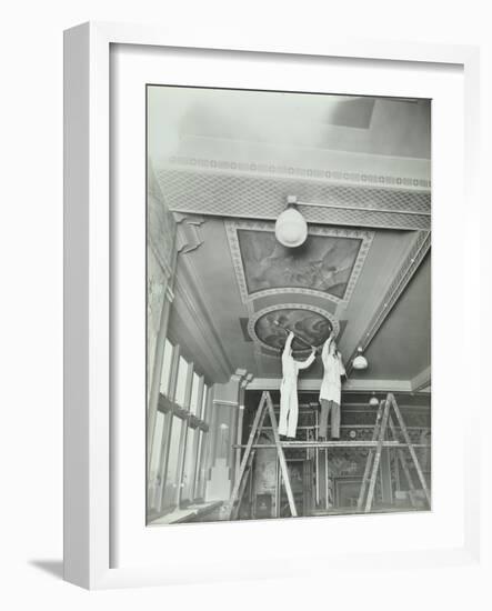 Students Painting a Design on the Ceiling, School of Building, Brixton, London, 1939-null-Framed Photographic Print