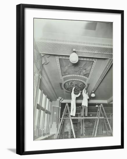 Students Painting a Design on the Ceiling, School of Building, Brixton, London, 1939-null-Framed Photographic Print