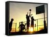 Students Play a Basketball Game as the Sun Sets at Bucks County Community College-null-Framed Stretched Canvas