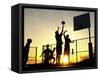 Students Play a Basketball Game as the Sun Sets at Bucks County Community College-null-Framed Stretched Canvas