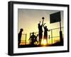 Students Play a Basketball Game as the Sun Sets at Bucks County Community College-null-Framed Photographic Print