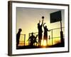 Students Play a Basketball Game as the Sun Sets at Bucks County Community College-null-Framed Photographic Print