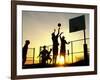 Students Play a Basketball Game as the Sun Sets at Bucks County Community College-null-Framed Photographic Print