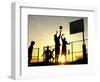 Students Play a Basketball Game as the Sun Sets at Bucks County Community College-null-Framed Photographic Print