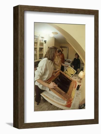 Students Printing Zero Population Growth Posters for Yale Rally, New Haven, Connecticut, 1970-Art Rickerby-Framed Photographic Print