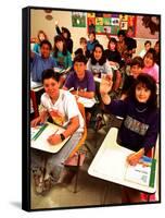 Students Raising Hands in 8th Grade Math Class-Bill Bachmann-Framed Stretched Canvas