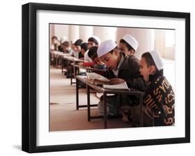 Students Read the Holy Quran During a Class in Herat, Afghanistan-null-Framed Photographic Print