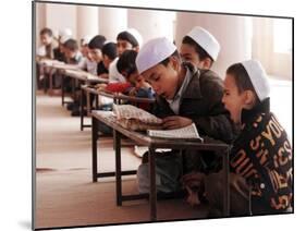 Students Read the Holy Quran During a Class in Herat, Afghanistan-null-Mounted Photographic Print