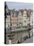 Students Relaxing Along Banks of Graslei, Ghent, Belgium-James Emmerson-Stretched Canvas