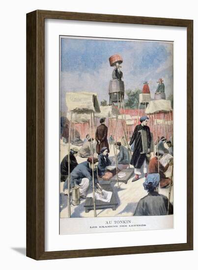 Students Sitting a Writing Exam, Tonkin, Vietnam, 1895-null-Framed Giclee Print