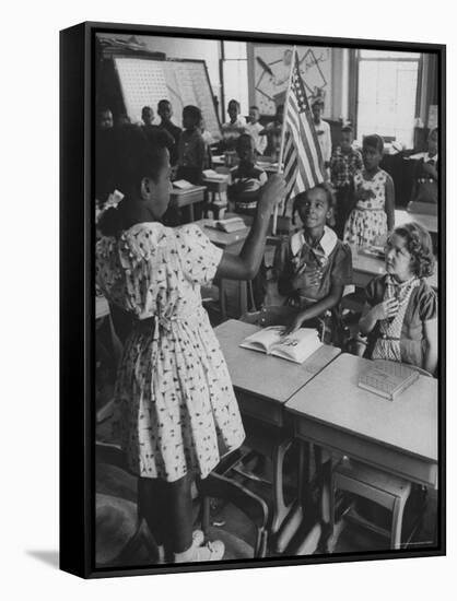 Students Sitting in Newly Integrated Classroom-James Burke-Framed Stretched Canvas