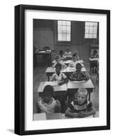 Students Sitting in Newly Integrated Classroom-null-Framed Photographic Print