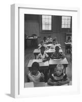 Students Sitting in Newly Integrated Classroom-null-Framed Photographic Print