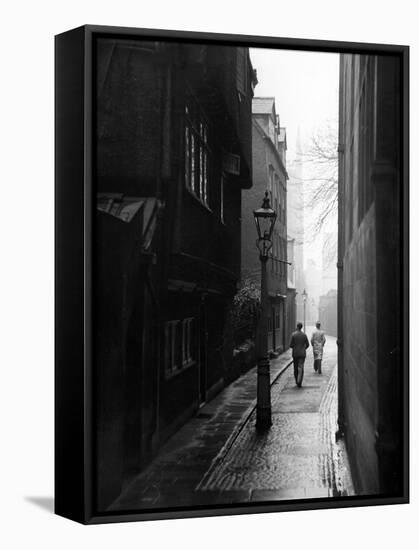 Students Walking Along Magpie Lane at Oxford University-William Vandivert-Framed Stretched Canvas