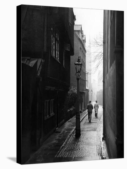 Students Walking Along Magpie Lane at Oxford University-William Vandivert-Stretched Canvas