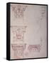 Studies for a Capital (Brown Ink)-Michelangelo Buonarroti-Framed Stretched Canvas