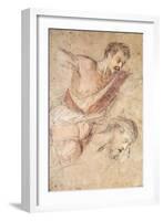 Studies for a Flagellation: a Man Scourging and the Head of Christ-Jacopo Bassano-Framed Giclee Print