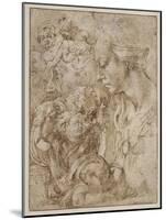 Studies for a Holy Family with John the Baptist as Child, 1505-Michelangelo Buonarroti-Mounted Giclee Print