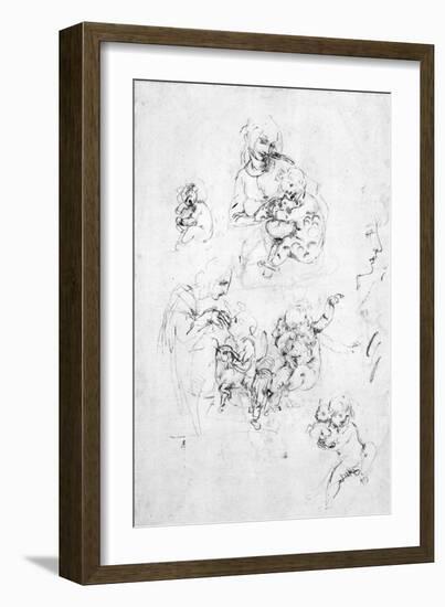 Studies for a Madonna with a cat, c.1478-80-Leonardo da Vinci-Framed Giclee Print