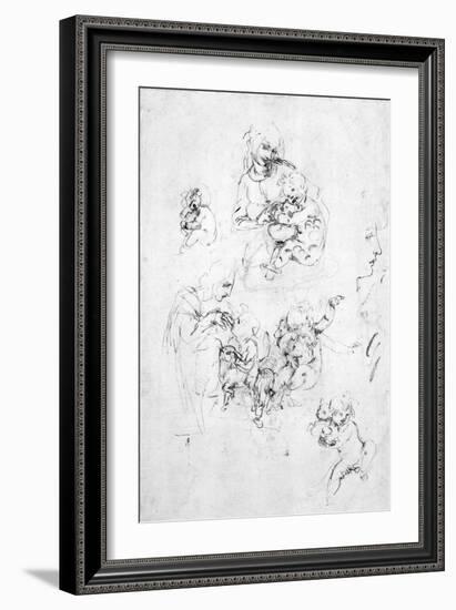 Studies for a Madonna with a cat, c.1478-80-Leonardo da Vinci-Framed Giclee Print