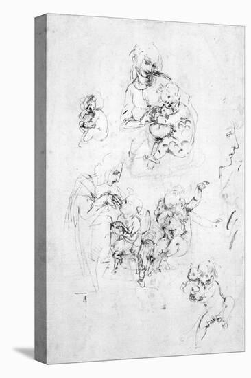 Studies for a Madonna with a cat, c.1478-80-Leonardo da Vinci-Stretched Canvas