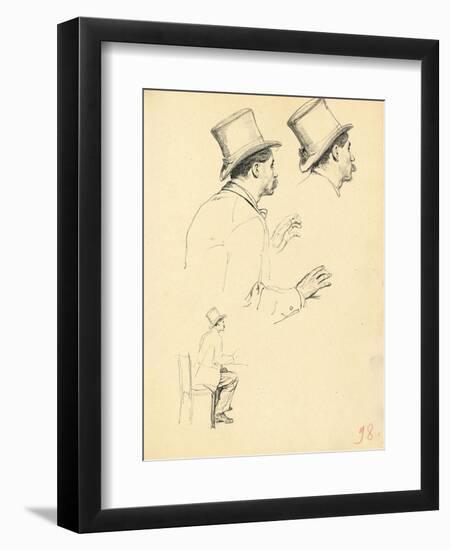 Studies for 'A Parisian Cafe': Sideview of Man's Head with Hat, C. 1872-1875-Ilya Efimovich Repin-Framed Giclee Print