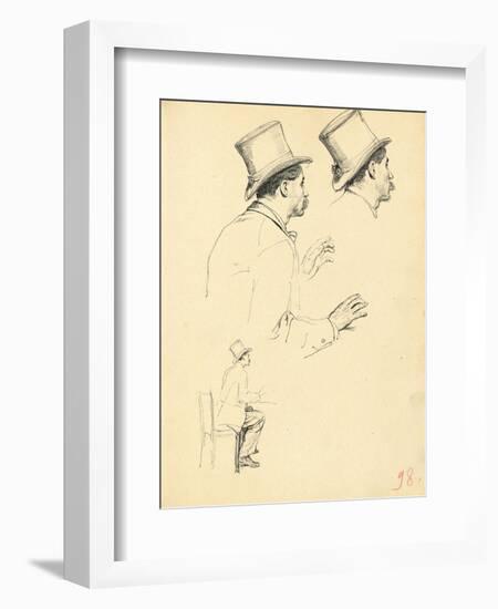 Studies for 'A Parisian Cafe': Sideview of Man's Head with Hat, C. 1872-1875-Ilya Efimovich Repin-Framed Giclee Print