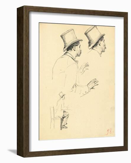 Studies for 'A Parisian Cafe': Sideview of Man's Head with Hat, C. 1872-1875-Ilya Efimovich Repin-Framed Giclee Print