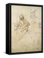 Studies for a Virgin and Child and of Heads in Profile and Machines, C.1478-80-Leonardo da Vinci-Framed Stretched Canvas