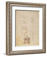 Studies for Architectural Composition in the Form of a Triumphal Arch, C.1516-Michelangelo Buonarroti-Framed Giclee Print