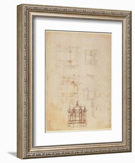 Studies for Architectural Composition in the Form of a Triumphal Arch, C.1516-Michelangelo Buonarroti-Framed Giclee Print