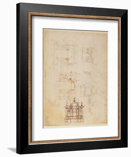 Studies for Architectural Composition in the Form of a Triumphal Arch, C.1516-Michelangelo Buonarroti-Framed Giclee Print