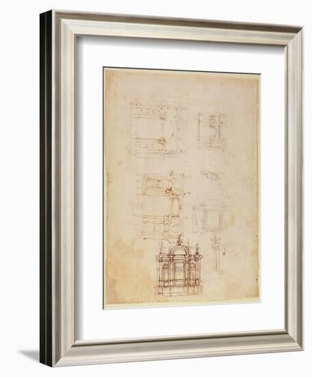 Studies for Architectural Composition in the Form of a Triumphal Arch, C.1516-Michelangelo Buonarroti-Framed Giclee Print