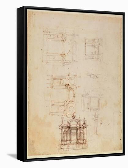 Studies for Architectural Composition in the Form of a Triumphal Arch, C.1516-Michelangelo Buonarroti-Framed Stretched Canvas