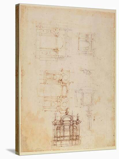 Studies for Architectural Composition in the Form of a Triumphal Arch, C.1516-Michelangelo Buonarroti-Stretched Canvas