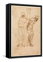 Studies for Christ at the Column (Recto), C.1460-65 (Pen & Ink on Paper) [See also 5934516]-Andrea Mantegna-Framed Stretched Canvas