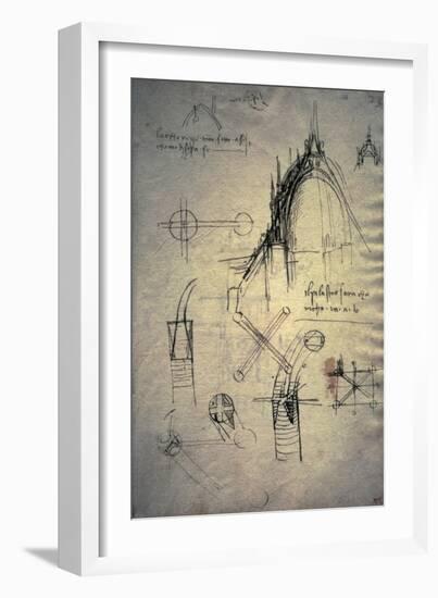 Studies for Lantern of Cathedral, Codex Trivulzianus, 1478-1490-Leonardo da Vinci-Framed Giclee Print