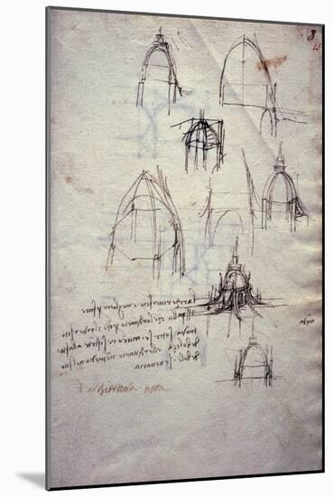 Studies for Lantern of Cathedral, from Codex Trivulzianus, 1478-1490-Leonardo da Vinci-Mounted Giclee Print