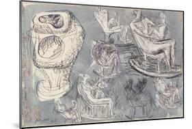 Studies for Rocking Chair and Internal/External Figure, 1948-Henry Moore-Mounted Giclee Print