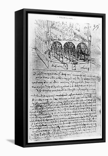 Studies For Stables, Paris Manuscript, c.1487-90-Leonardo da Vinci-Framed Stretched Canvas