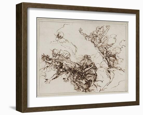 Studies for the Death of Empedocles, after 1666-Salvator Rosa-Framed Giclee Print