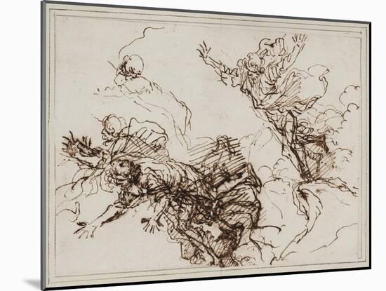 Studies for the Death of Empedocles, after 1666-Salvator Rosa-Mounted Giclee Print