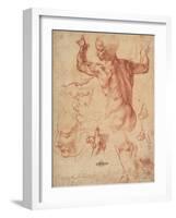 Studies for the Libyan Sibyl (recto), c.1510-11-Michelangelo Buonarroti-Framed Giclee Print