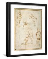 Studies for the 'Madonna of the Meadow', C.1505-Raphael-Framed Giclee Print