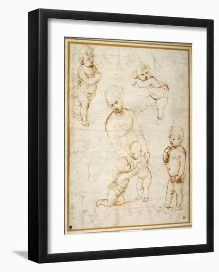 Studies for the 'Madonna of the Meadow', C.1505-Raphael-Framed Giclee Print