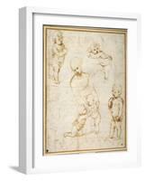 Studies for the 'Madonna of the Meadow', C.1505-Raphael-Framed Giclee Print