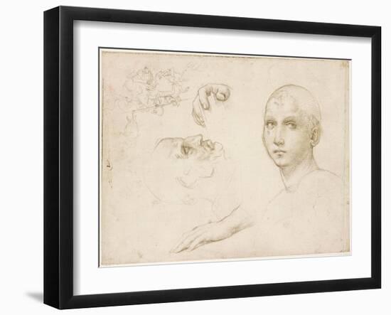 Studies for the Trinity of San Severo and a Sketches after Leonardo, Wa1846.176 (Metalpoint with Wh-Raphael (1483-1520)-Framed Giclee Print