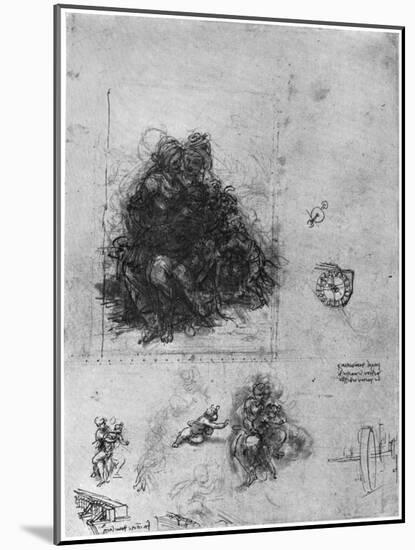 Studies for 'The Virgin and Child with St Anne and John the Baptist, 1503-Leonardo da Vinci-Mounted Giclee Print