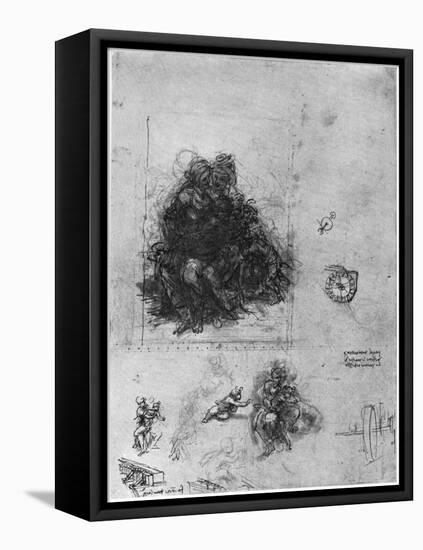 Studies for 'The Virgin and Child with St Anne and John the Baptist, 1503-Leonardo da Vinci-Framed Stretched Canvas
